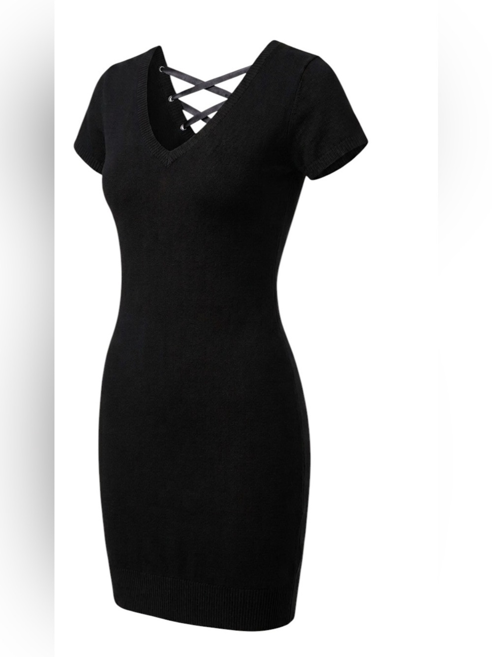 Derek Heart Black Lace-Up Sweater Dress Size M